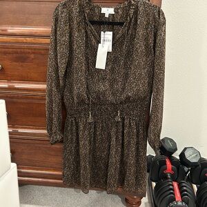 NWT Nordstrom Socialite Brown Long Sleeve Dress